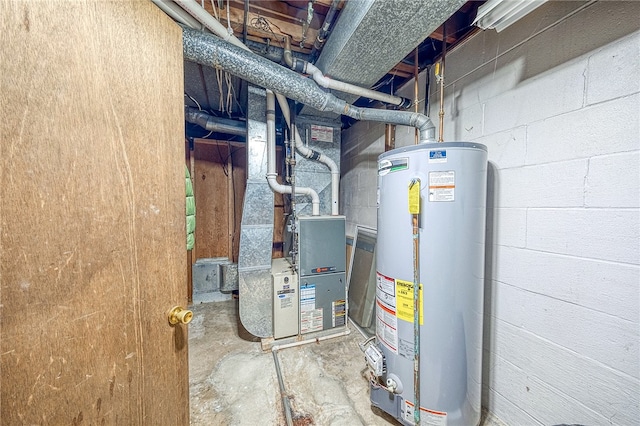 utilities featuring heating unit and water heater