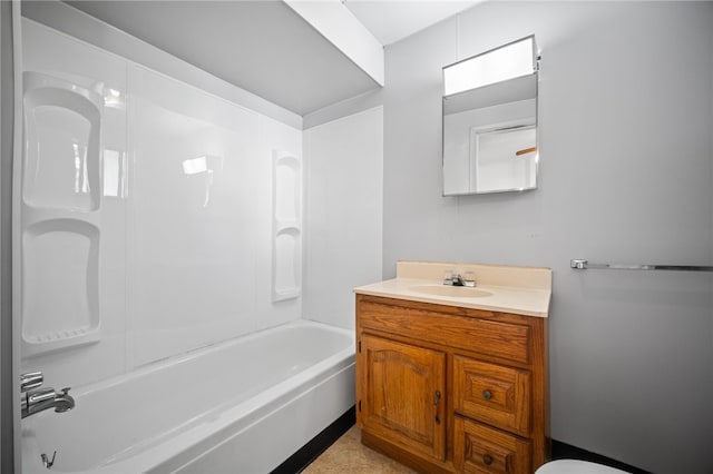 full bathroom with vanity, shower / washtub combination, and toilet