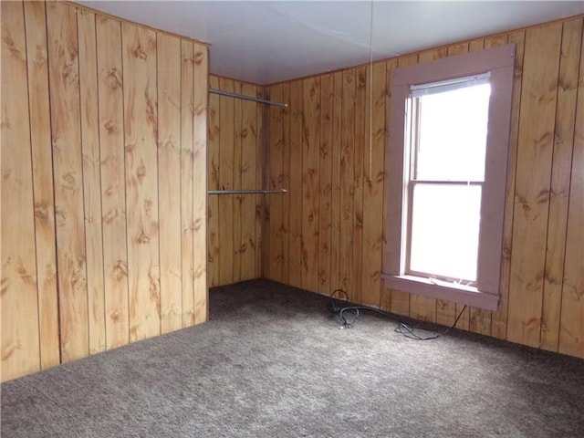 empty room with a wealth of natural light and dark carpet