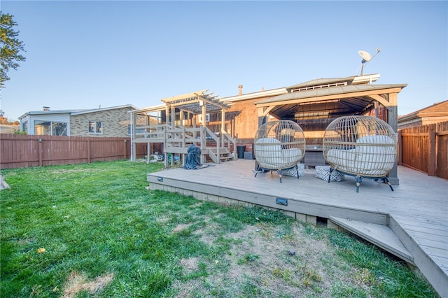 exterior space with a deck and a pergola