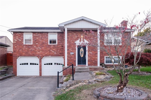 2759 Brodhead Rd, Aliquippa, PA 15001 - view of front of home with driveway, brick siding, a garage, and a chimney