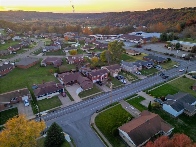 view of aerial view at dusk