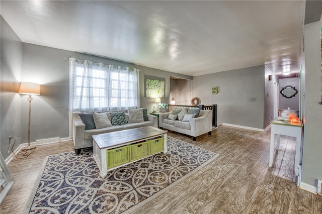 living room with light wood-type flooring