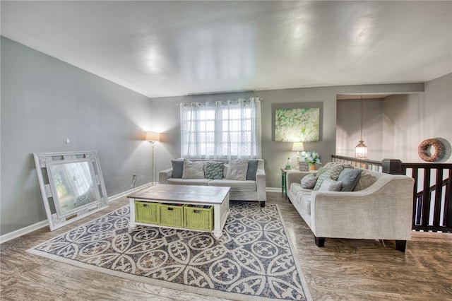 living room featuring wood-type flooring