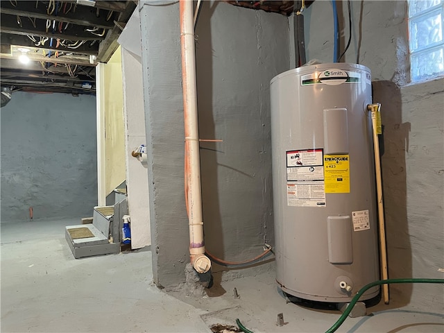 utility room featuring electric water heater