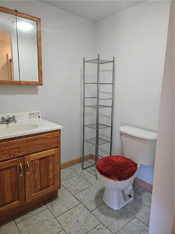 bathroom with toilet and vanity