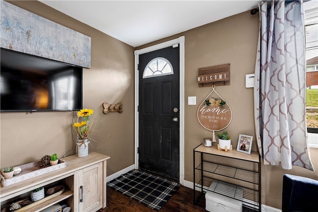 entrance foyer with dark hardwood / wood-style floors