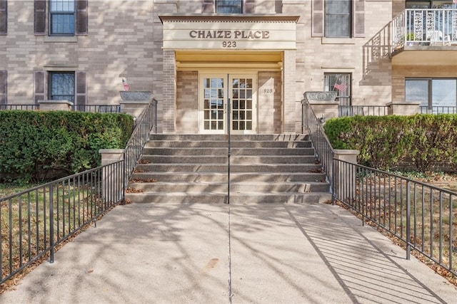 view of exterior entry with french doors