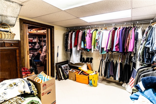 walk in closet featuring a paneled ceiling