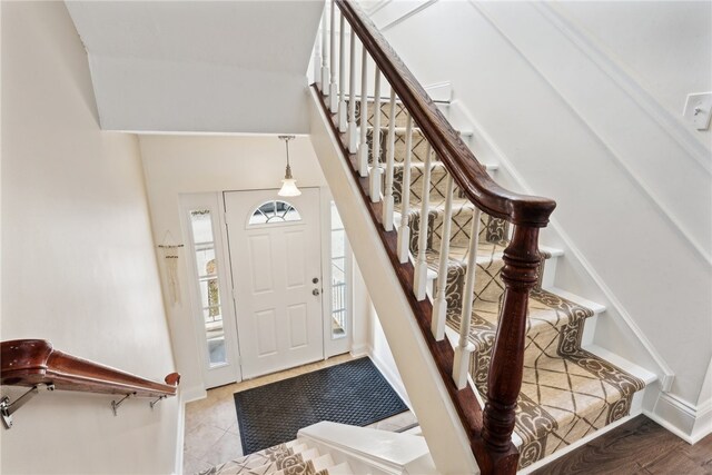 entrance foyer featuring light wood-type flooring