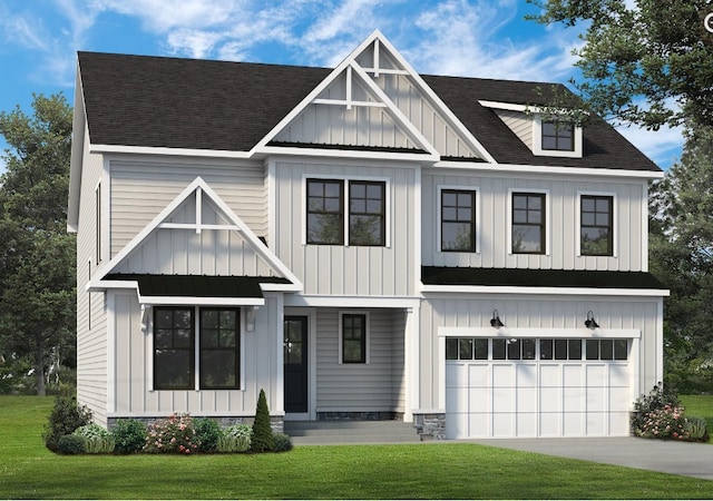 view of front facade with a garage and a front yard