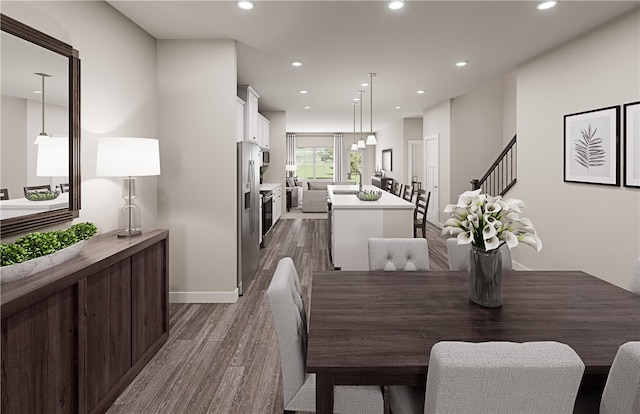 dining room featuring dark wood-type flooring