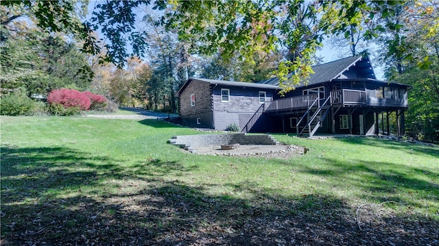 view of yard with a deck