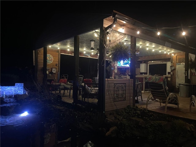 view of patio at twilight