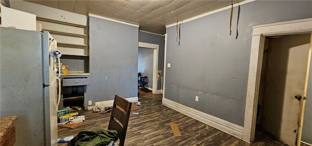 corridor featuring dark hardwood / wood-style flooring