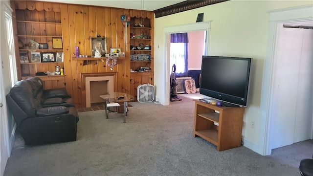 2601 Mount Royal Blvd, Shaler, PA 15116 - carpeted living room featuring wooden walls