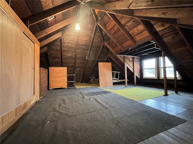 view of unfinished attic