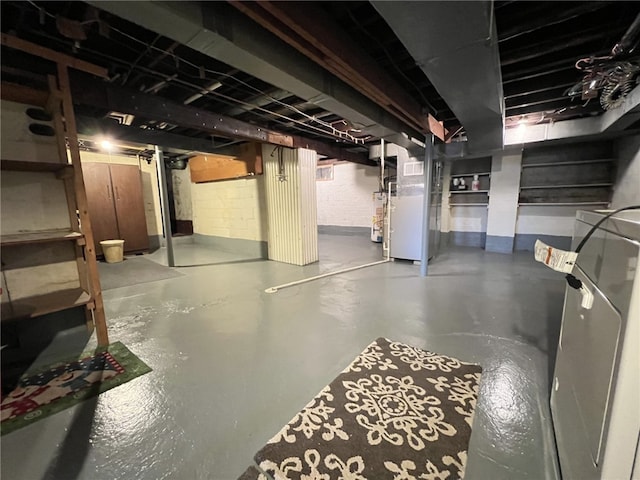 basement featuring heating unit