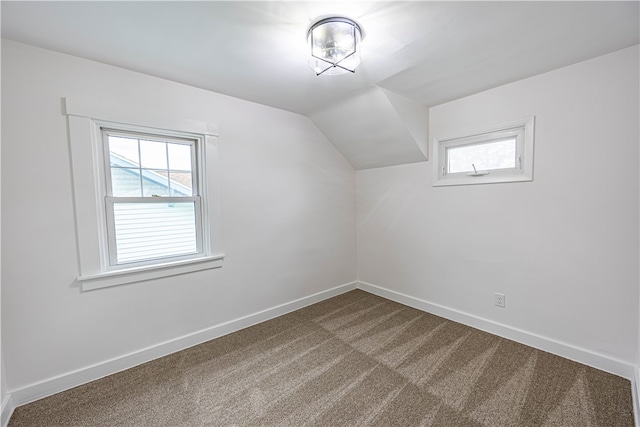 bonus room with carpet and lofted ceiling