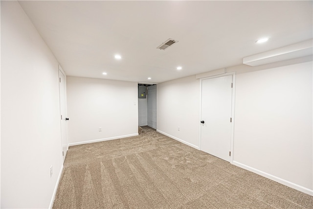 basement featuring carpet