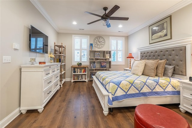17 Carolina Ave, Oakmont, PA 15139 - bedroom featuring dark wood finished floors, crown molding, and recessed lighting