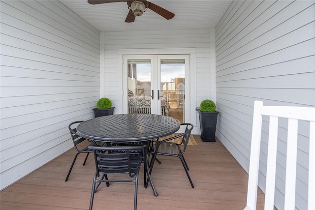 17 Carolina Ave, Oakmont, PA 15139 - wooden terrace featuring ceiling fan, french doors, and outdoor dining space