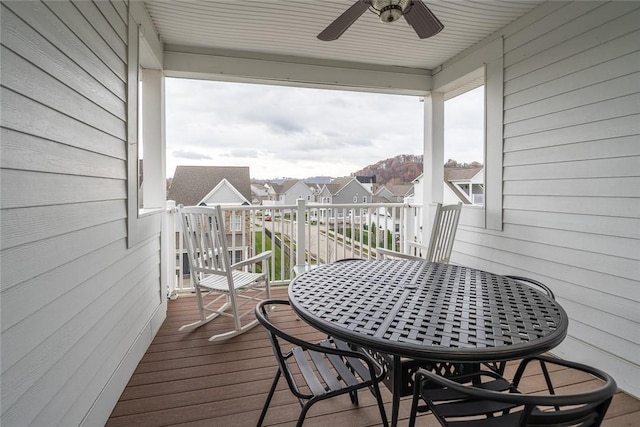 17 Carolina Ave, Oakmont, PA 15139 - wooden terrace with ceiling fan, a residential view, and outdoor dining area