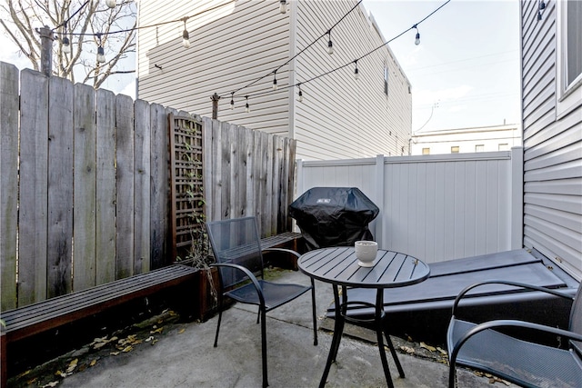 view of patio / terrace with a grill