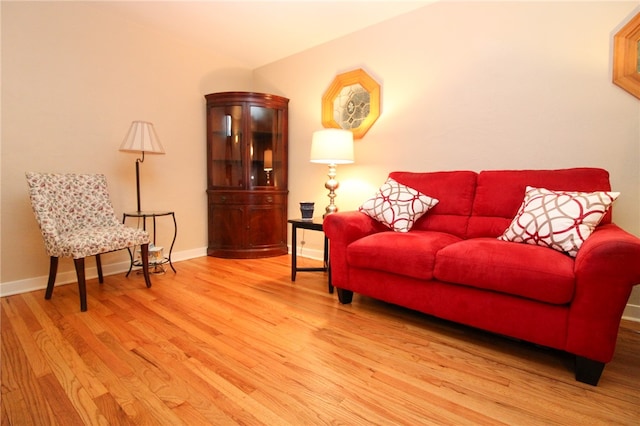 living room with light hardwood / wood-style floors