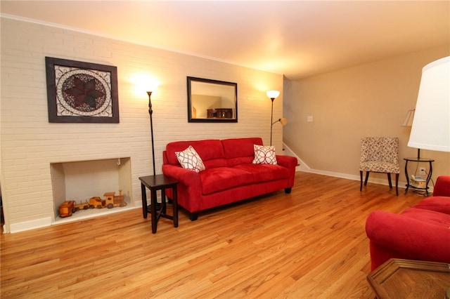 living room with hardwood / wood-style floors