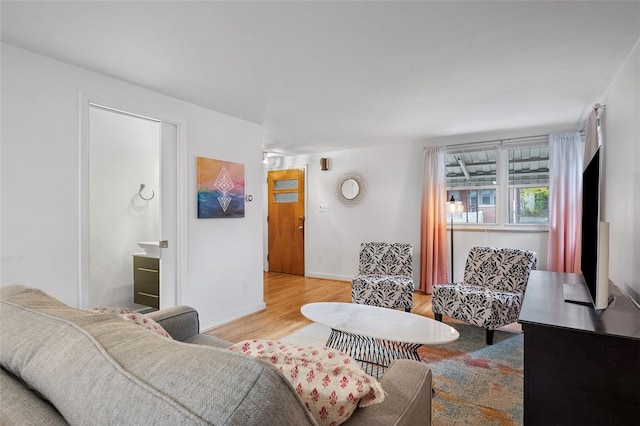 living room with light wood-type flooring