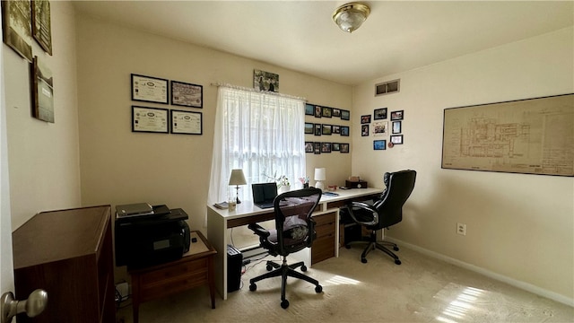 office with light colored carpet