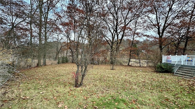 view of yard featuring a deck