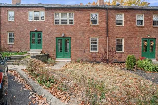 420 Sulgrave Rd, Mt Washington, PA 15211 - view of front facade with a chimney, french doors, entry steps, and brick siding