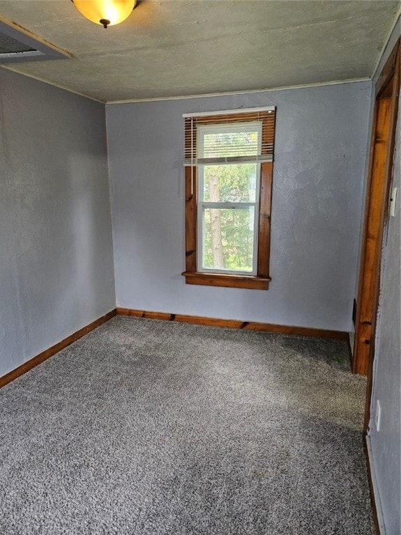 carpeted empty room featuring a textured ceiling