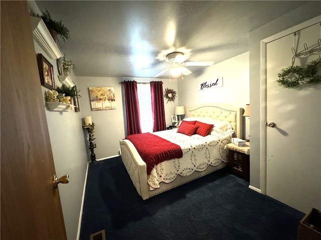 bedroom with carpet and ceiling fan