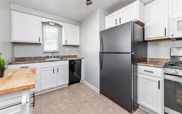 969 Kirsopp Ave, Banksville/Westwood, PA 15220 - kitchen with appliances with stainless steel finishes, a sink, butcher block countertops, and white cabinets