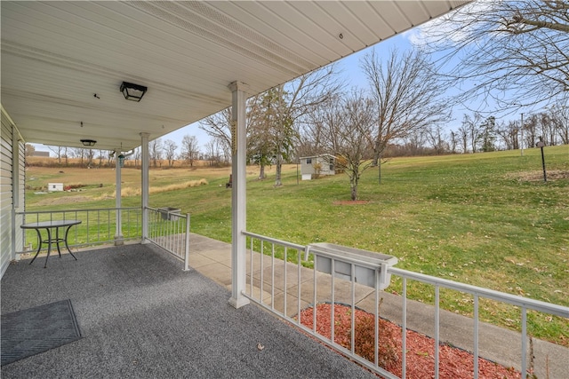 view of patio / terrace featuring a rural view