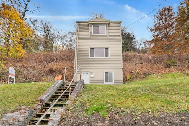 6824 Butler St, Morningside, PA 15206 - rear view of property featuring stairs and a lawn