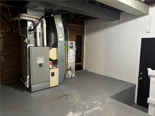 basement with gas water heater