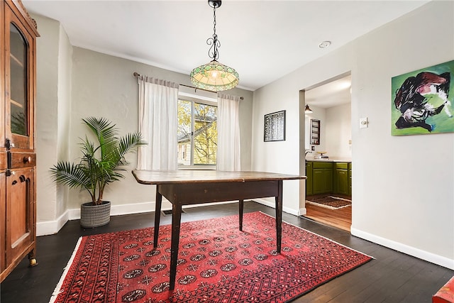 office space featuring dark hardwood / wood-style flooring