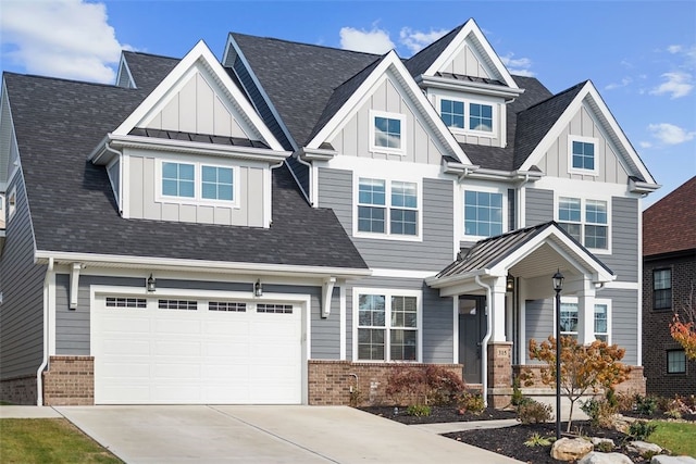 craftsman inspired home with a garage