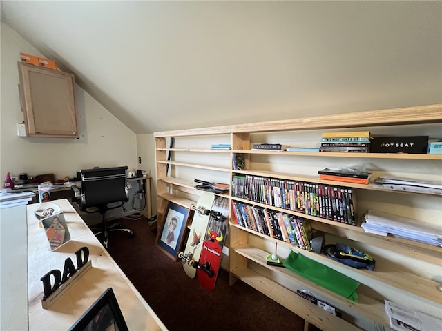 office space featuring vaulted ceiling