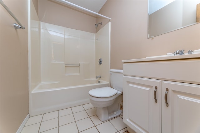 full bathroom with toilet, vanity, tile patterned floors, and shower / bathtub combination