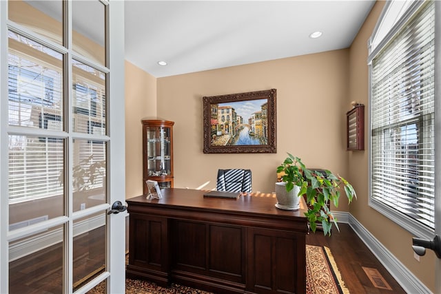 office featuring hardwood / wood-style flooring