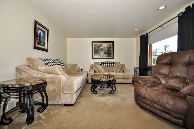 living room featuring carpet