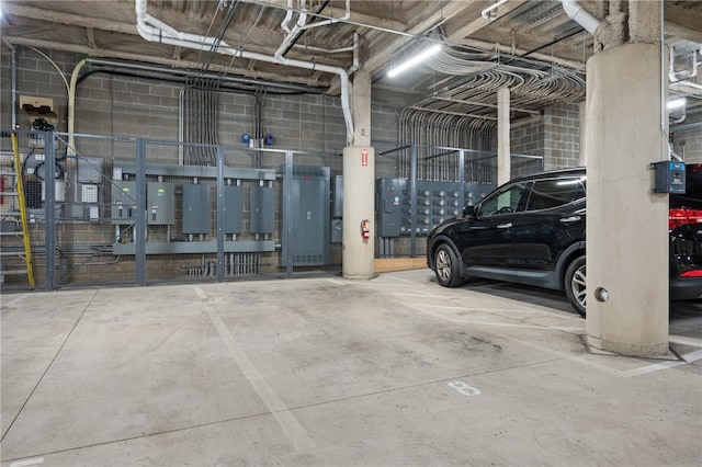 garage with water heater