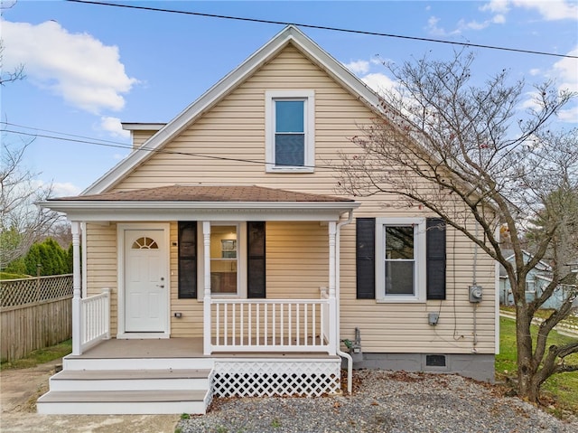 bungalow featuring a porch