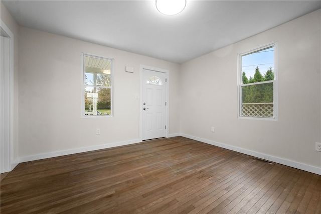 interior space featuring dark wood-type flooring and a healthy amount of sunlight