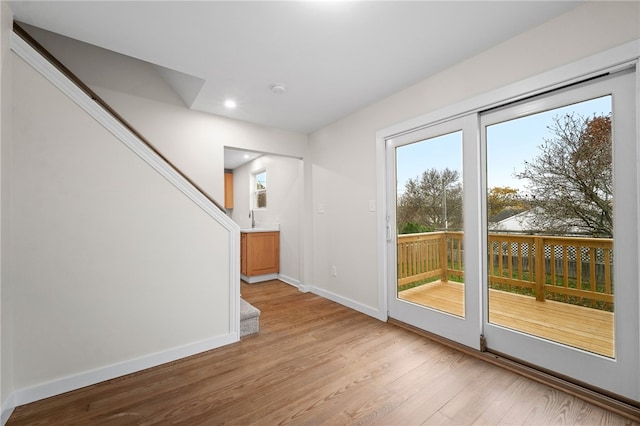 entryway with light wood-type flooring